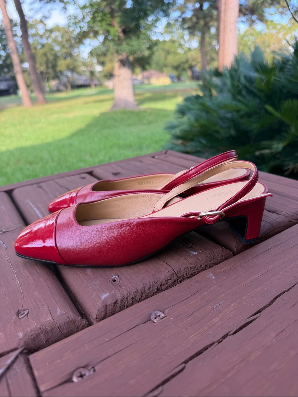 ALOHAS Lindy Bliss Red Leather Slingback Pumps Size 6 $170 - Picture 5 of 10